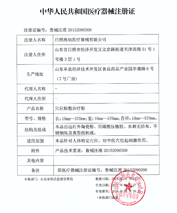 穴位贴敷治疗贴